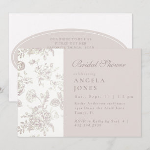 Neutral Chinoiserie Vintage Bridal Shower Invitation