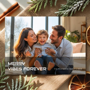 Neutral Christmas Card, Merry Vibes Forever, Moder Holiday Card