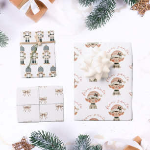 Neutral Christmas Elf From Santa Wrapping Paper Sheet