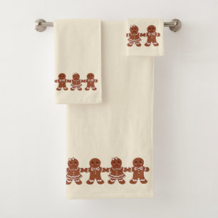 Neutral Christmas Gingerbread Bath Towels Set Gift