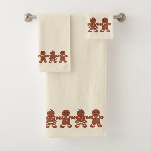 Neutral Christmas Gingerbread Bath Towels Set Gift (Insitu)