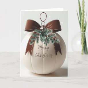 Neutral Christmas Ivory Velvet Decor  Holiday Card