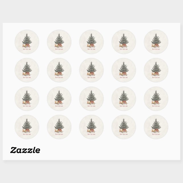 Neutral Christmas Stickers with Christmas Tree  (Sheet)