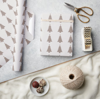 Neutral Christmas Trees Minimalist Wrapping Paper