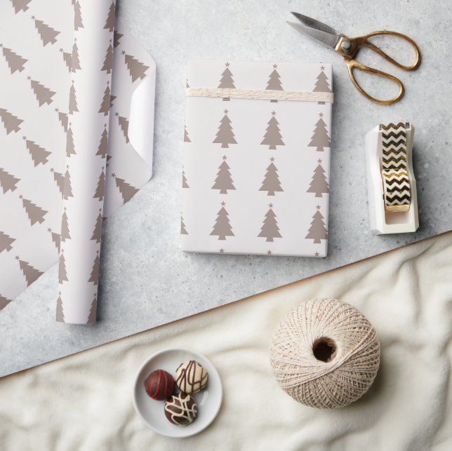 Neutral Christmas Trees Minimalist Wrapping Paper (Crafts)