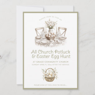 Neutral Church Potluck and Easter Egg Hunt Invitation