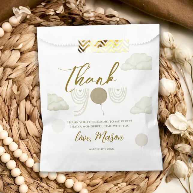 Neutral Cloud Boho Mr Onederful Thank You Party Favour Bags (Creator Uploaded)