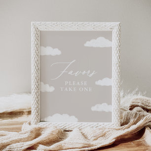 Neutral Cloud Nine Baby Shower Favours Sign