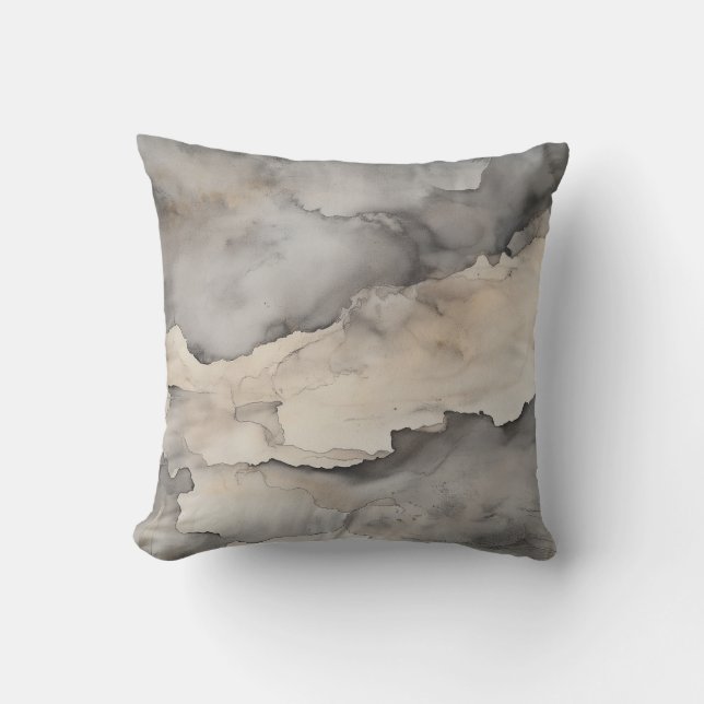Neutral Cloudscape Watercolor Pillow (Front)