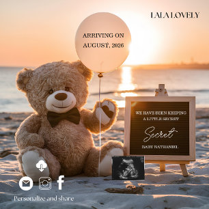 Neutral Coastal Expecting Baby Announcement Card