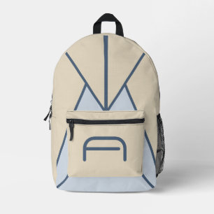 Neutral Coastal Flax Blue Monogram Backpack