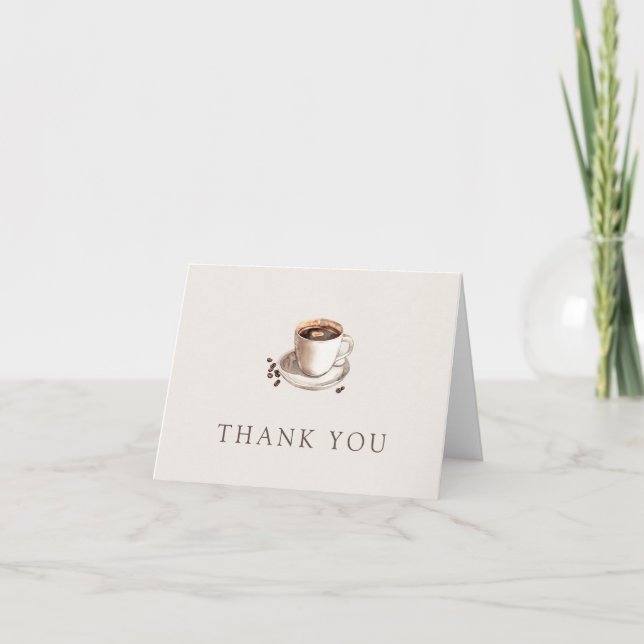 Neutral Coffee Theme Thank You Card (Front)