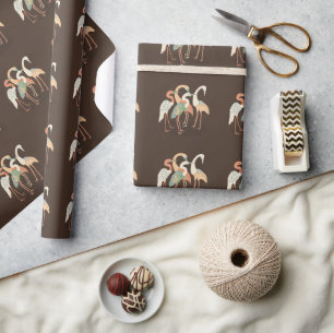 Neutral Color Pop Art Cranes Wrapping Paper