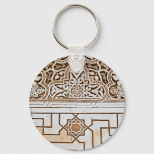 Neutral Colored Geometric Pattern Keychain