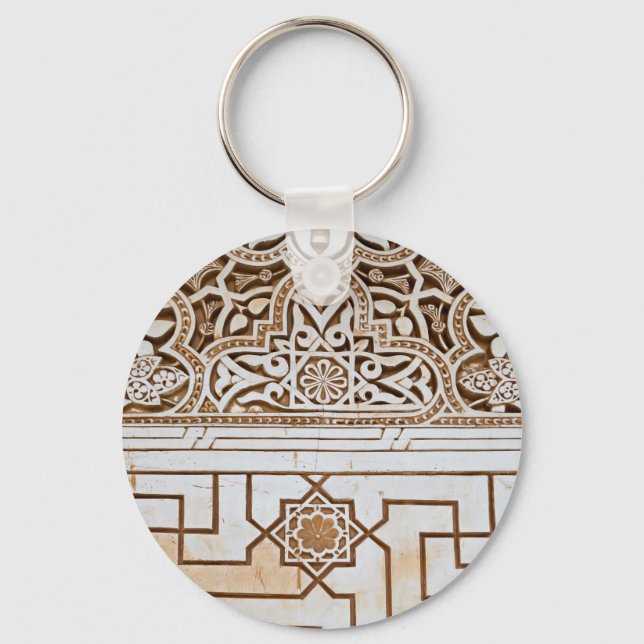 Neutral Colored Geometric Pattern Keychain (Front)