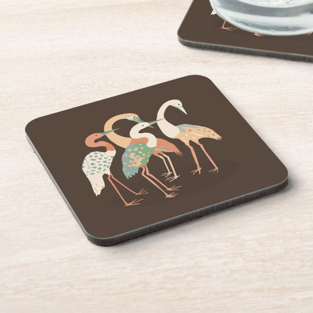 Neutral Colour Pop Art Cranes   Coaster (Left Side)