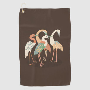 Neutral Colour Pop Art Cranes Golf Towel