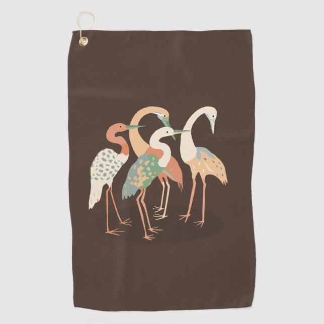 Neutral Colour Pop Art Cranes   Golf Towel (Front)