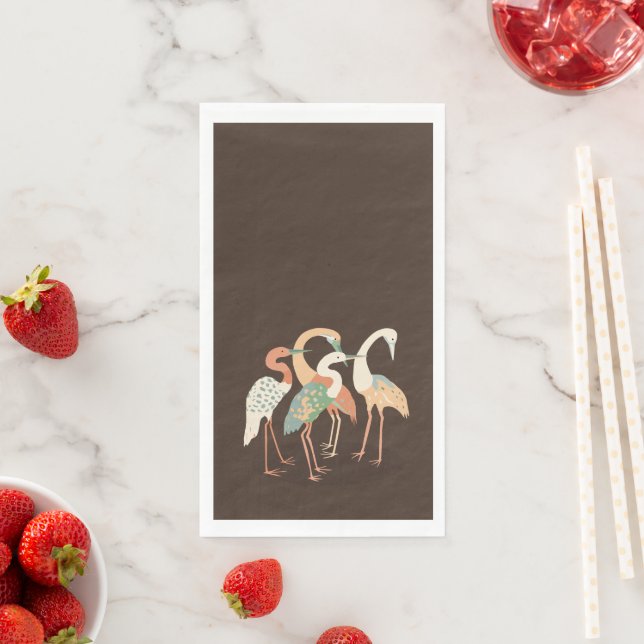 Neutral Colour Pop Art Cranes   Napkin (Insitu)