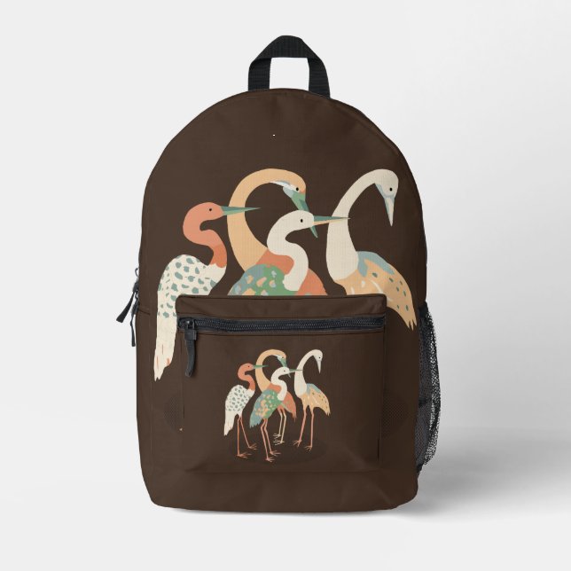 Neutral Colour Pop Art Cranes   Printed Backpack (Front)