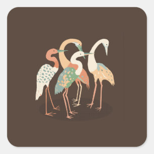Neutral Colour Pop Art Cranes Square Sticker