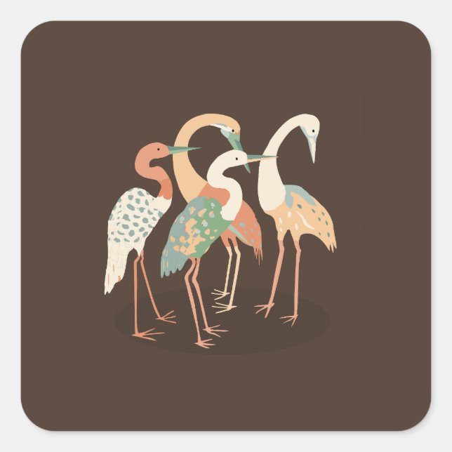 Neutral Colour Pop Art Cranes   Square Sticker (Front)