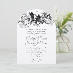 Neutral Colour Rustic Chic Lovebird Wedding Invitation