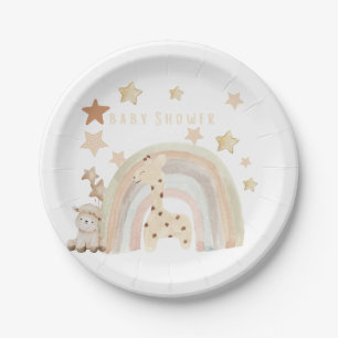 Neutral colour tones baby shower paper plate