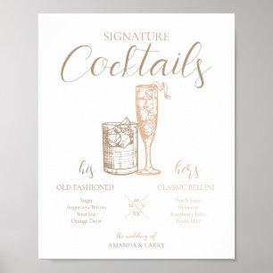 Neutral Colour Wedding Signature Cocktails Sign