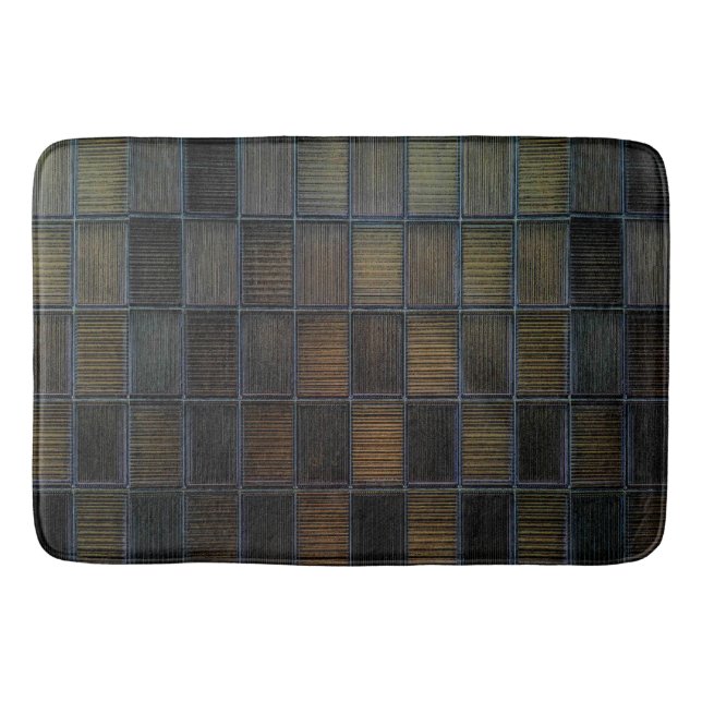 Neutral Coloured Block Corduroy Look Bath Mat (Front)