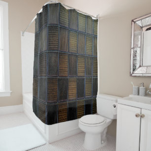 Neutral Coloured Block Corduroy Look Shower Curtain