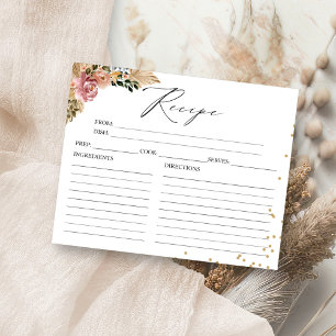 Neutral Colours Boho Bridal Shower Recipe Cards