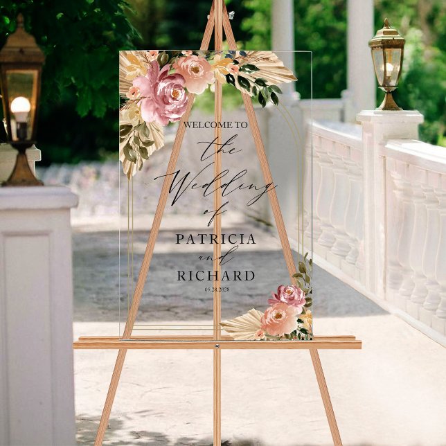 Neutral Colours Boho Floral Wedding Welcome Sign (Creator Uploaded)