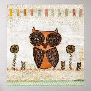 Neutral Colours Brown Owl Lace & Bunting Poster Ar