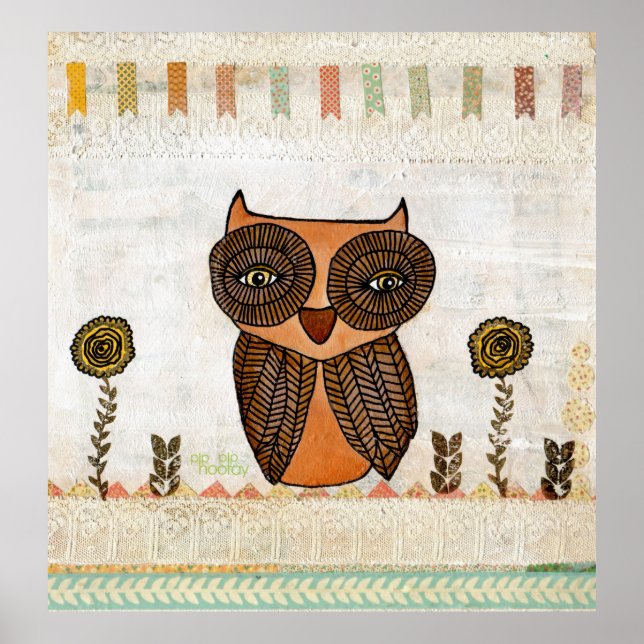Neutral Colours Brown Owl Lace & Bunting Poster Ar (Front)