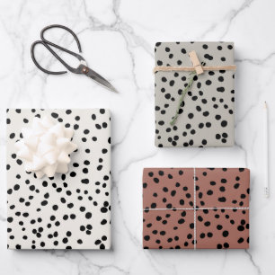 Neutral Colours Dalmation Spots Pattern Wrapping Paper Sheet