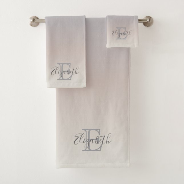 Neutral Colours | Modern Minimalist Monogram Bath Towel Set (Insitu)