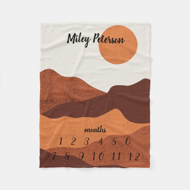 Neutral Colours Monthly Milestone Baby Blanket (Front)