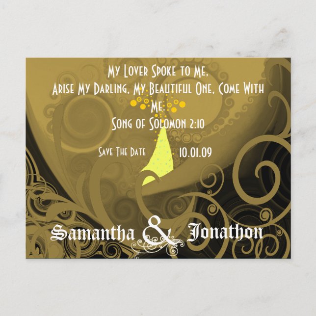 Neutral Colours Tan Save The Date Elegant Cala Lil Announcement Postcard (Front)