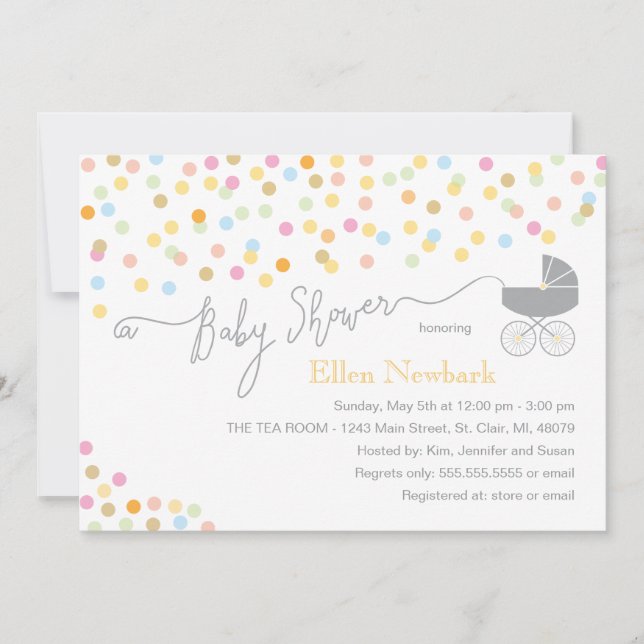 Neutral Confetti | Baby Shower Invitations (Front)