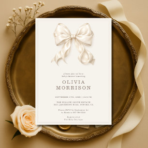 Neutral Coquette Bow Baby Shower Invitation