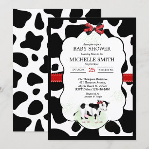 Neutral Cow Print Baby Shower Invitation