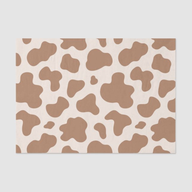 Neutral Cow Print Western Cowboy Beige Brown Tissue Paper (Front)