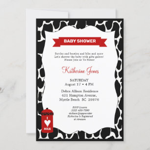 Neutral Cow Themed Baby  Shower Invitation