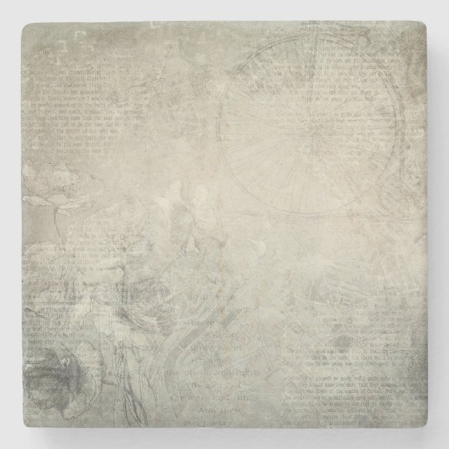 Neutral Cozy Timeless Subtle Minimal Distressed  Stone Coaster (Front)