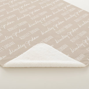 Neutral Cream Baby Blanket name repeated