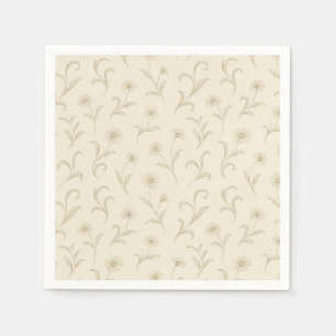 Neutral Cream Dainty Flower Botanical Print Napkin