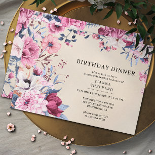 Neutral Cream Ivory Formal Any Age Birthday Dinner Invitation