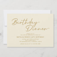 Neutral Cream Ivory & Gold Modern Birthday Dinner
