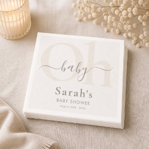Neutral Cream Oh Baby Shower Tableware Baby Shower Napkin